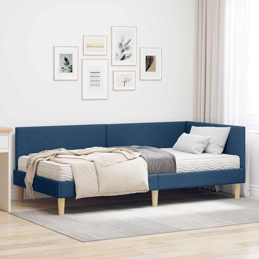 Corner Bed Frame with Mattress 2 pcs Light Gray fabric
