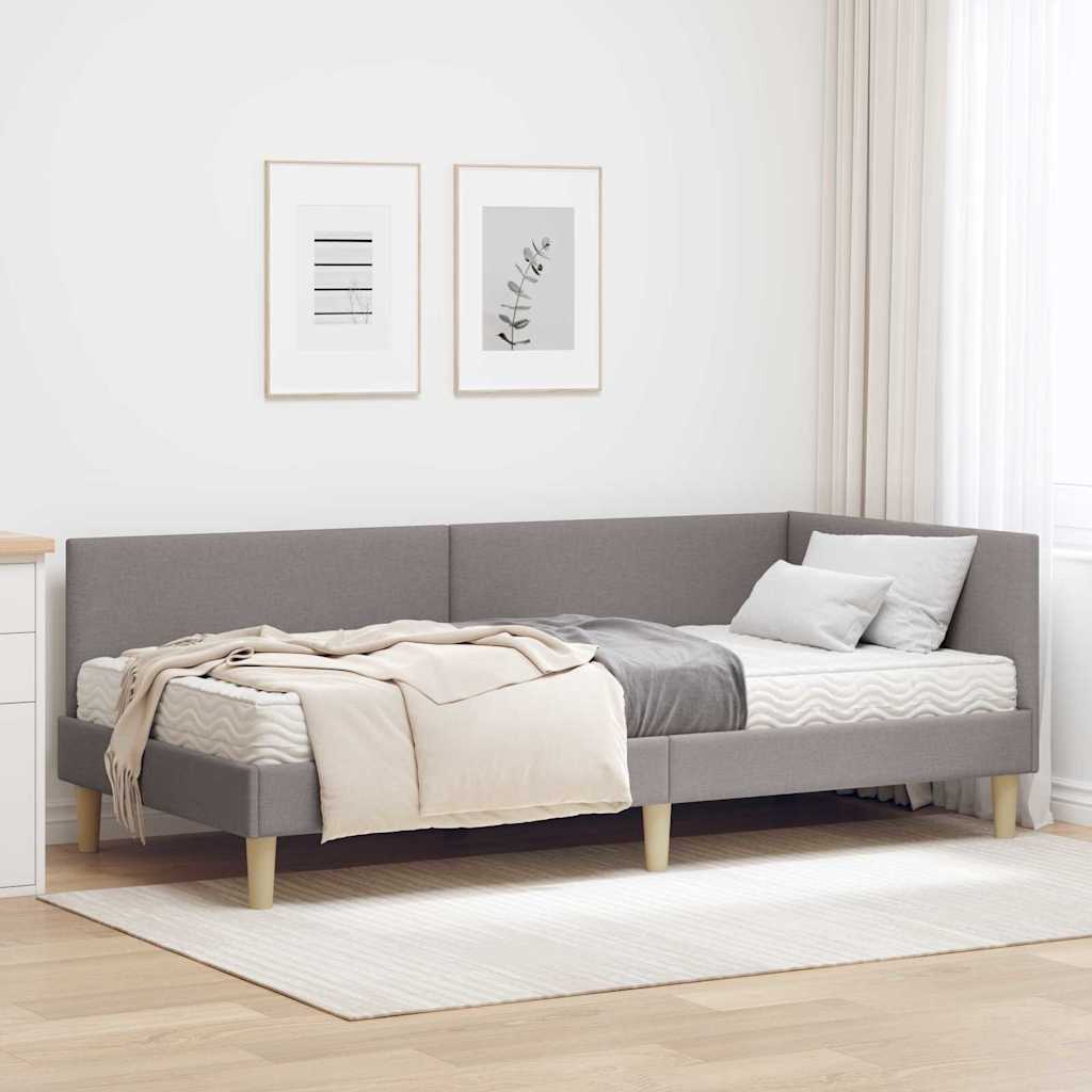Corner Bed Frame with Mattress 2 pcs Light Gray fabric