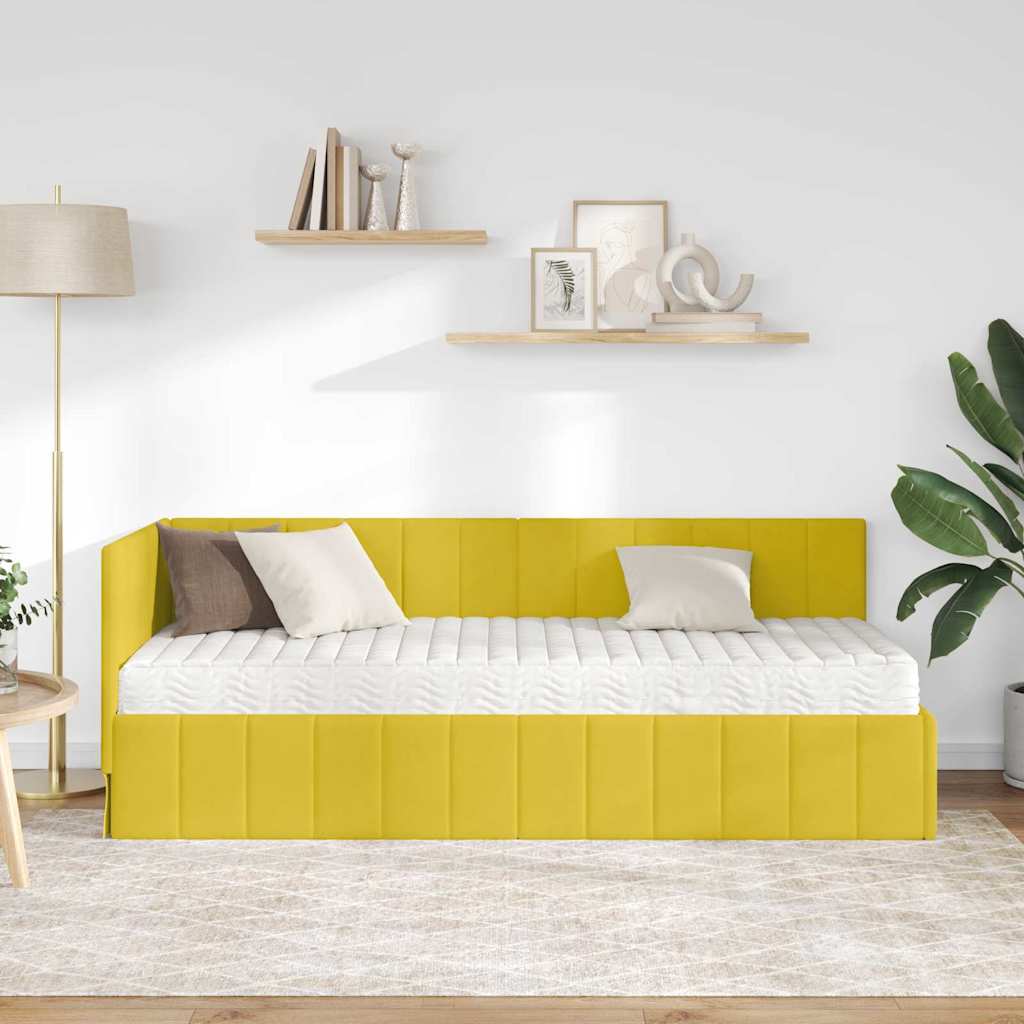 Estructura de Cama Esquina con Colchón 2 pcs Amarillo