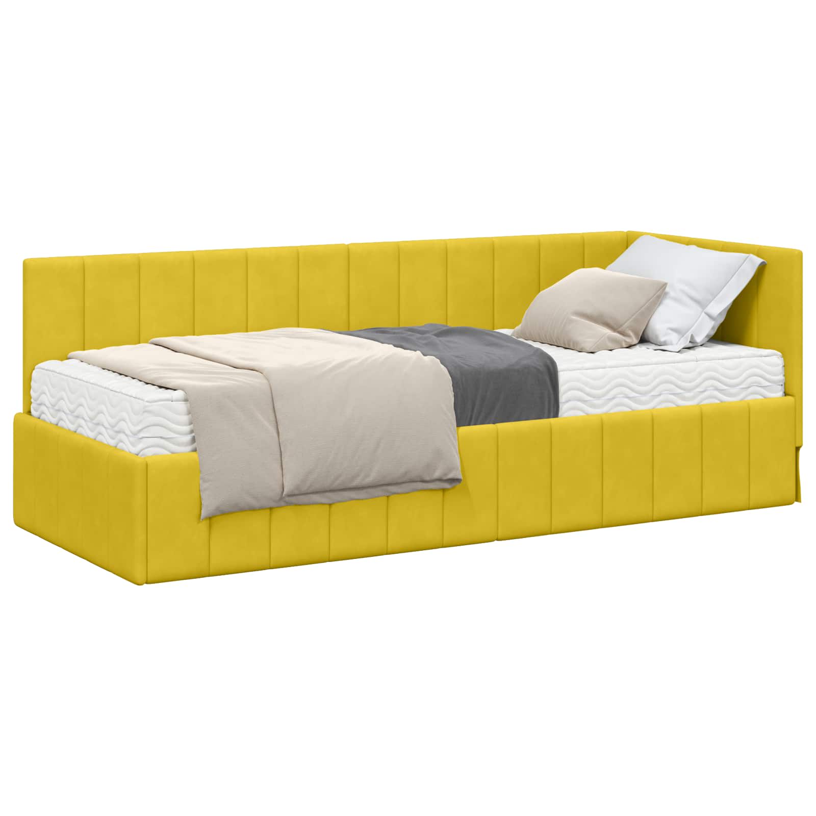 Estructura de Cama Esquina con Colchón 2 pcs Amarillo