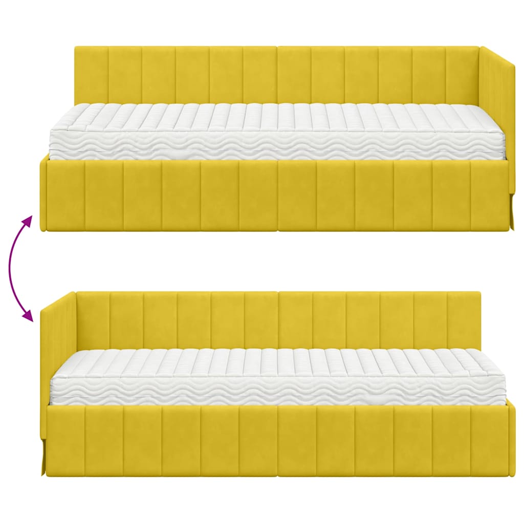 Estructura de Cama Esquina con Colchón 2 pcs Amarillo