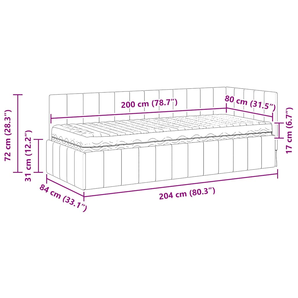 Estructura de Cama Esquina con Colchón 2 pcs Amarillo