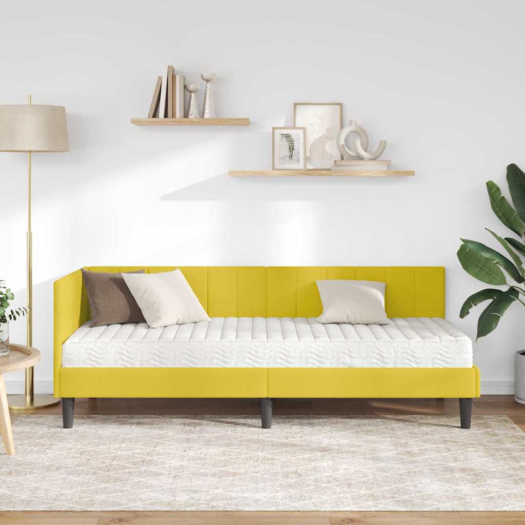 Estructura de Cama Esquina con Colchón 2 pcs Amarillo