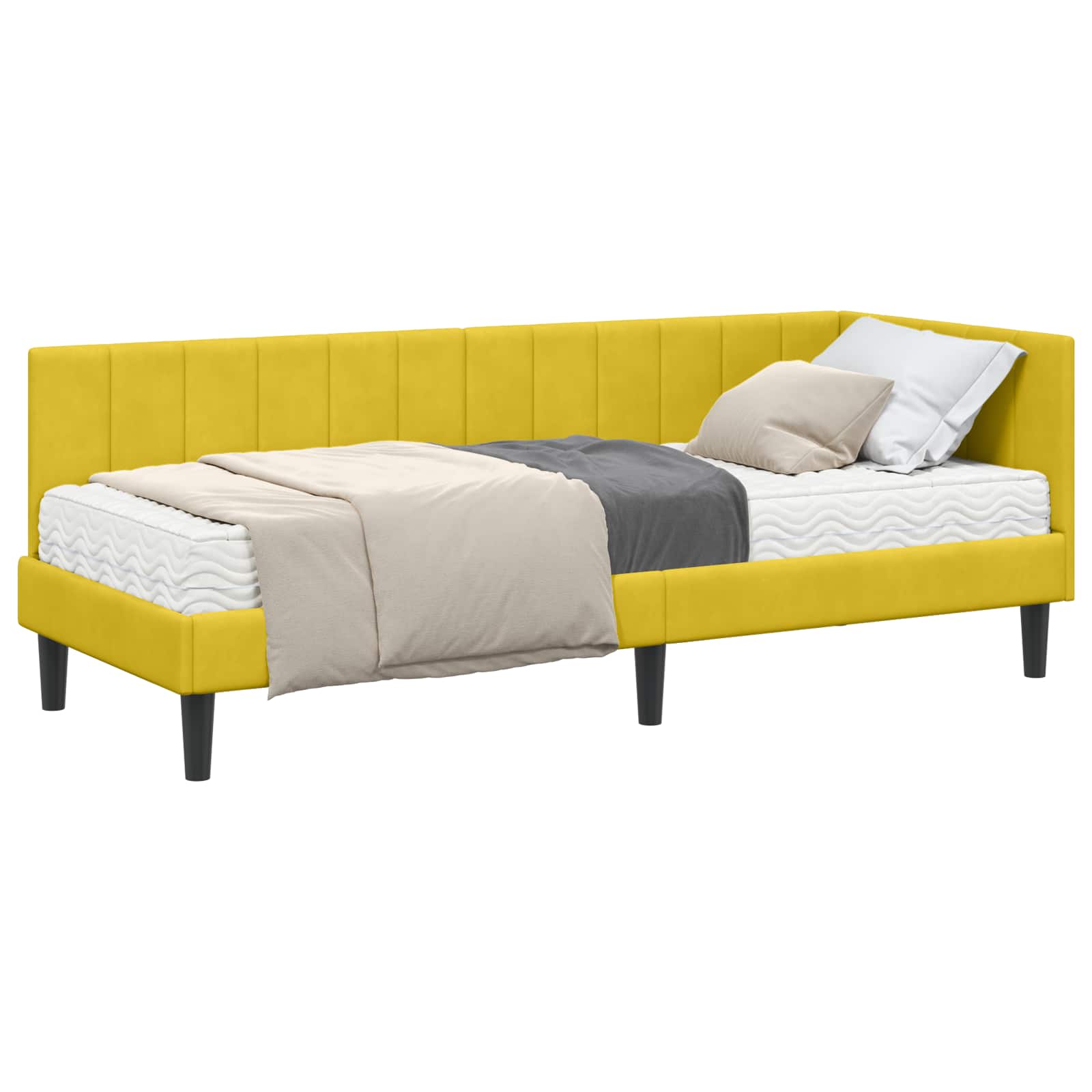 Estructura de Cama Esquina con Colchón 2 pcs Amarillo