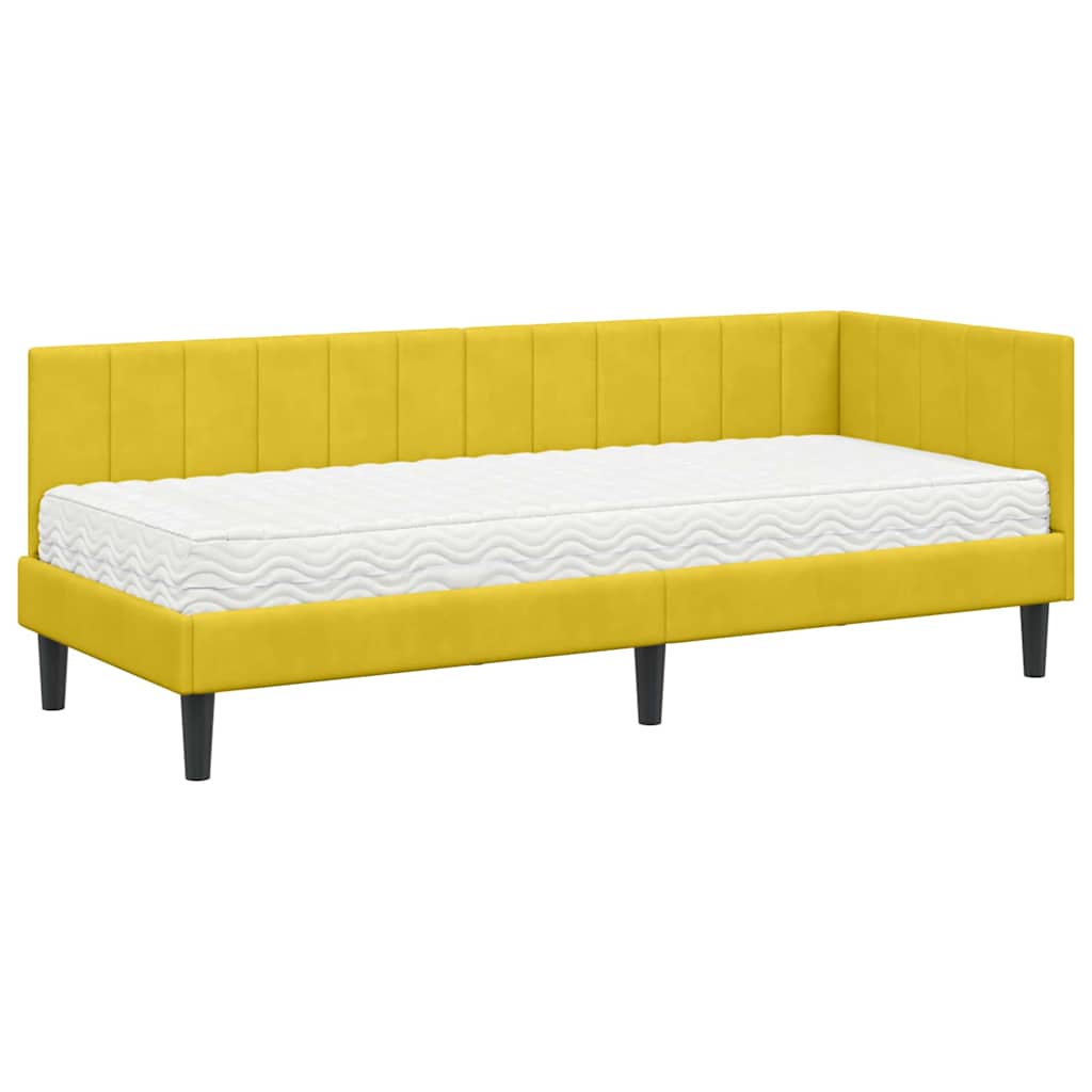 Estructura de Cama Esquina con Colchón 2 pcs Amarillo
