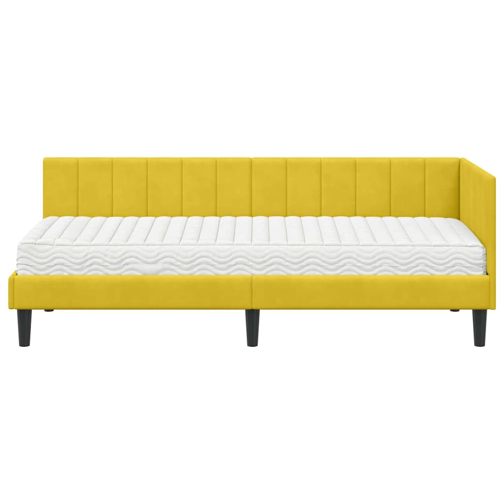 Estructura de Cama Esquina con Colchón 2 pcs Amarillo