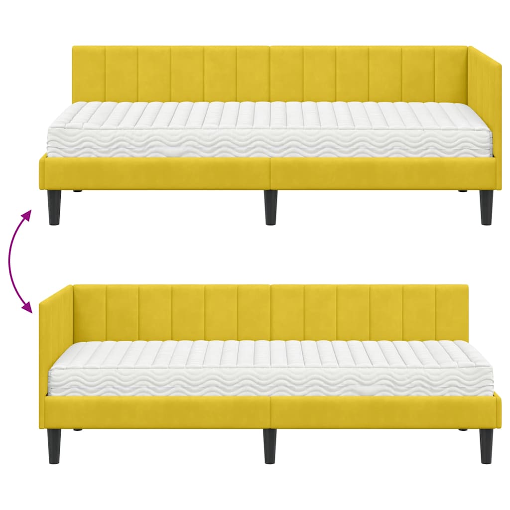 Estructura de Cama Esquina con Colchón 2 pcs Amarillo