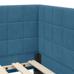 Estructura de Cama Esquina con Colchón 2 pcs Azul Terciopelo