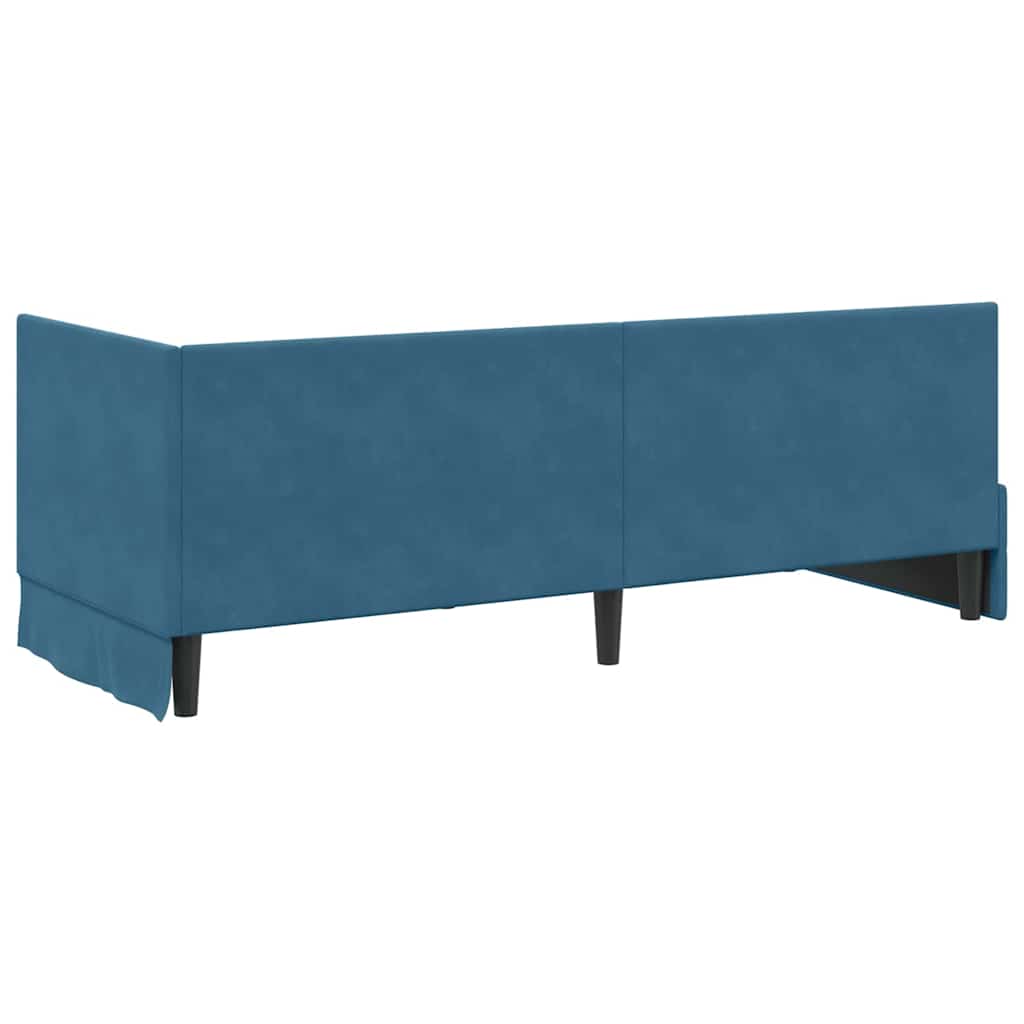 Estructura de Cama Esquina con Colchón 2 pcs Azul Terciopelo