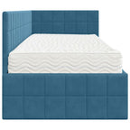 Estructura de Cama Esquina con Colchón 2 pcs Azul Terciopelo