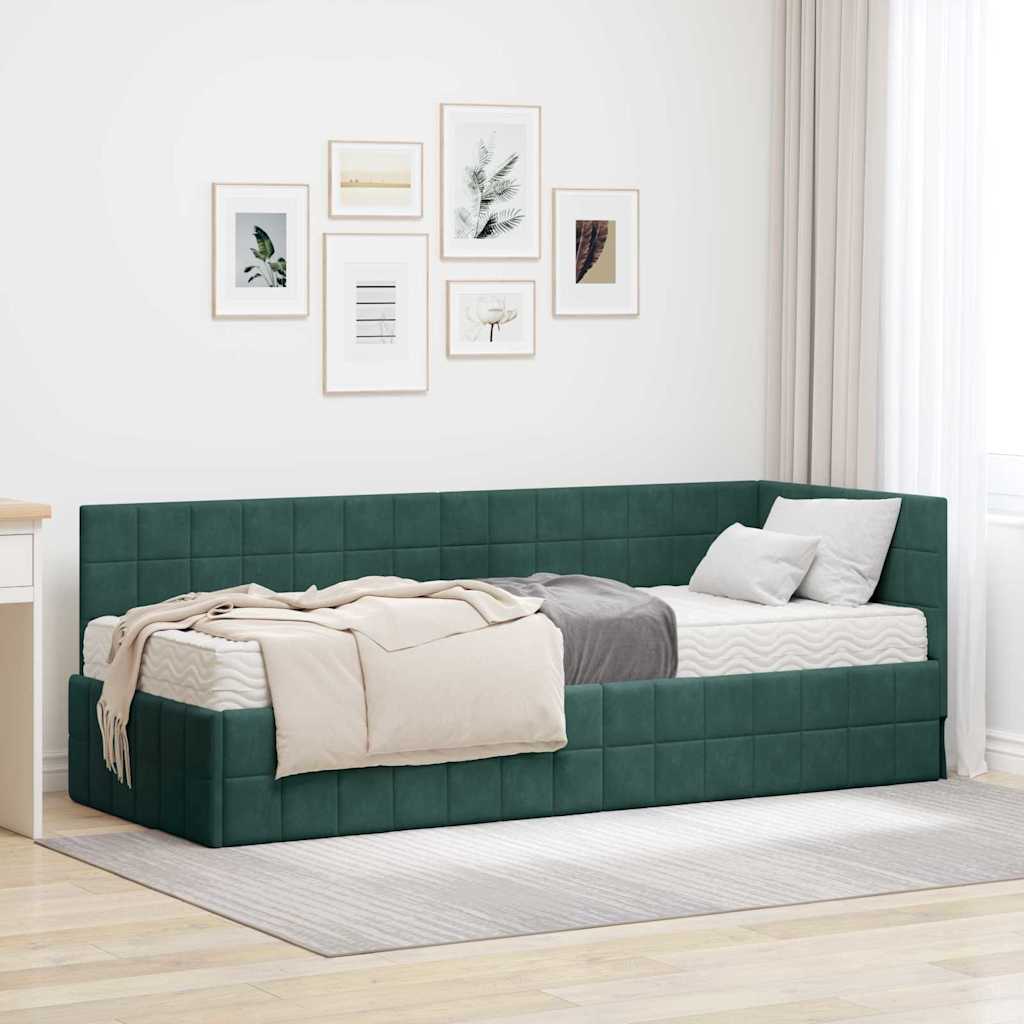 Estructura de Cama Esquina con Colchón 2 pcs Azul Terciopelo