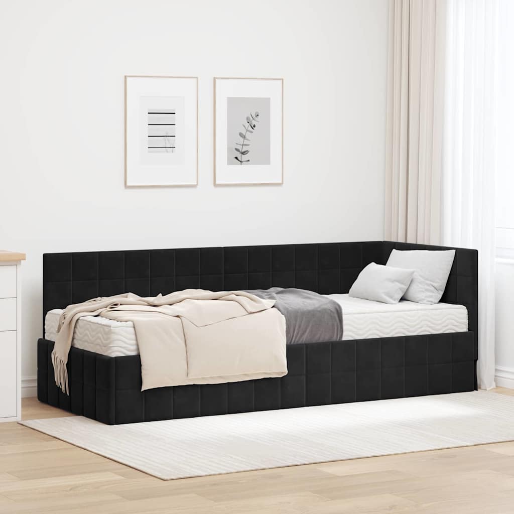 Estructura de Cama Esquina con Colchón 2 pcs Azul Terciopelo