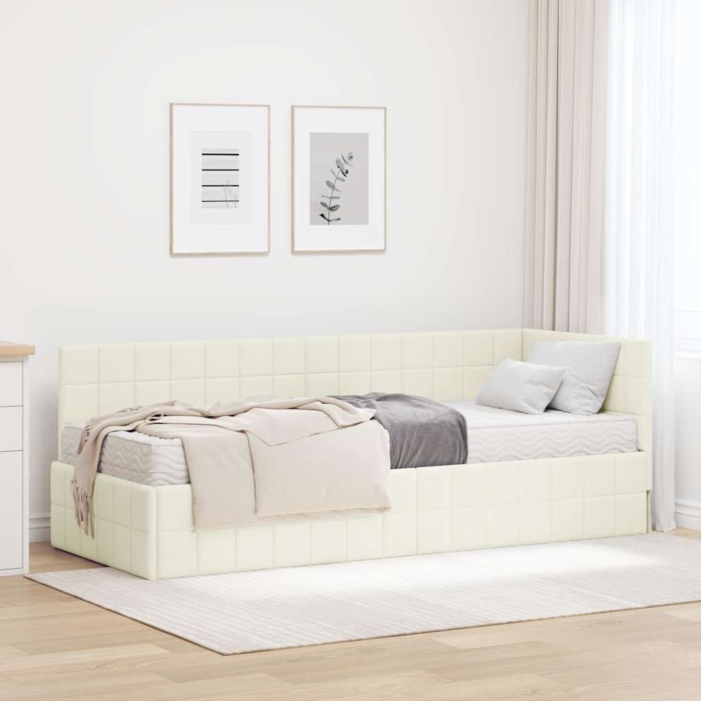 Estructura de Cama Esquina con Colchón 2 pcs Azul Terciopelo