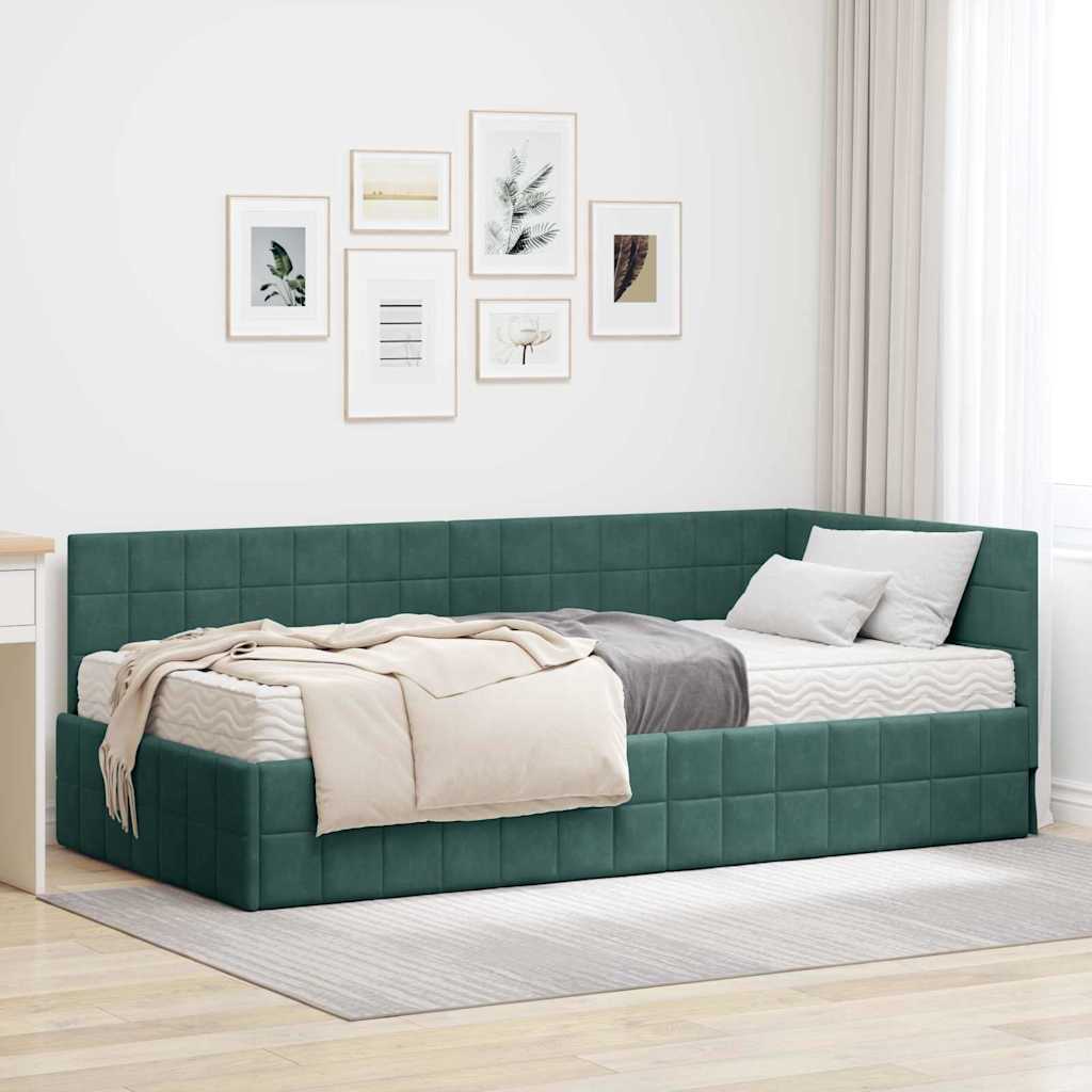 Estructura de Cama Esquina con Colchón 2 pcs Azul Terciopelo