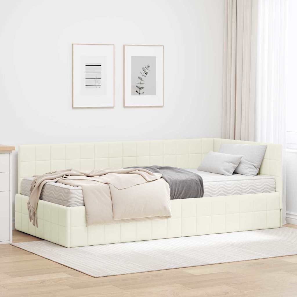 Estructura de Cama Esquina con Colchón 2 pcs Azul Terciopelo