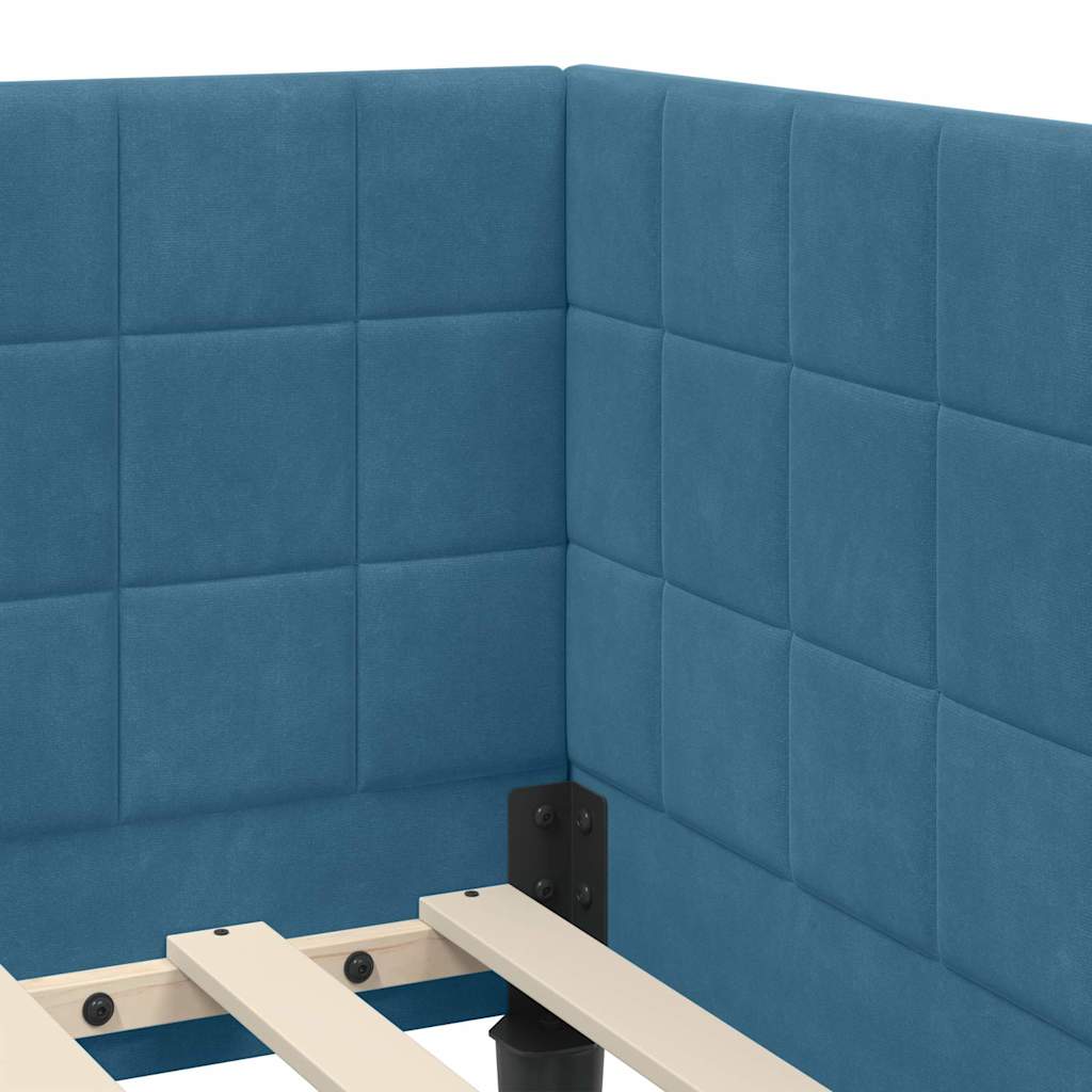 Estructura de Cama Esquina con Colchón 2 pcs Azul Terciopelo