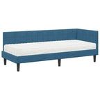 Estructura de Cama Esquina con Colchón 2 pcs Azul Terciopelo