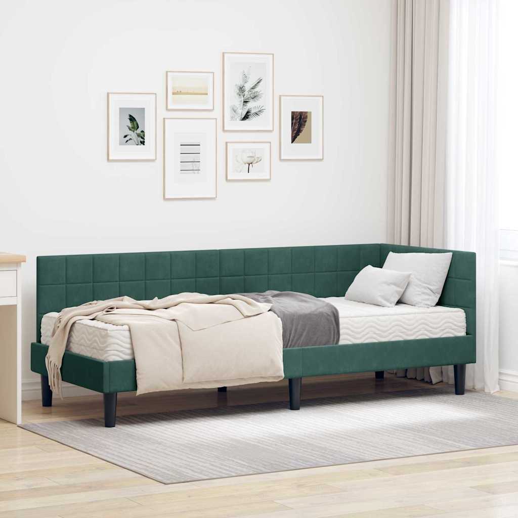 Corner Bed Frame with Mattress 2 pcs Blue Velvet