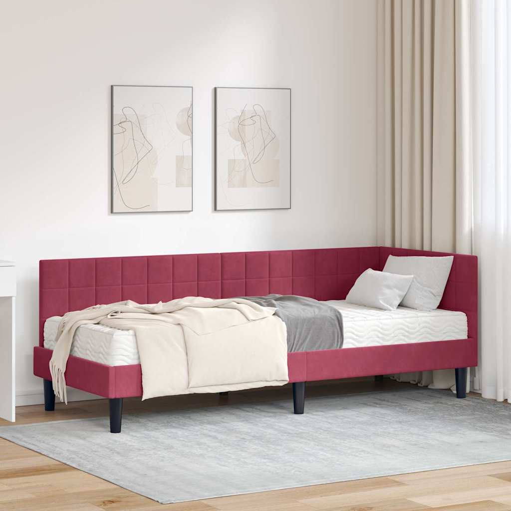 Corner Bed Frame with Mattress 2 pcs Blue Velvet