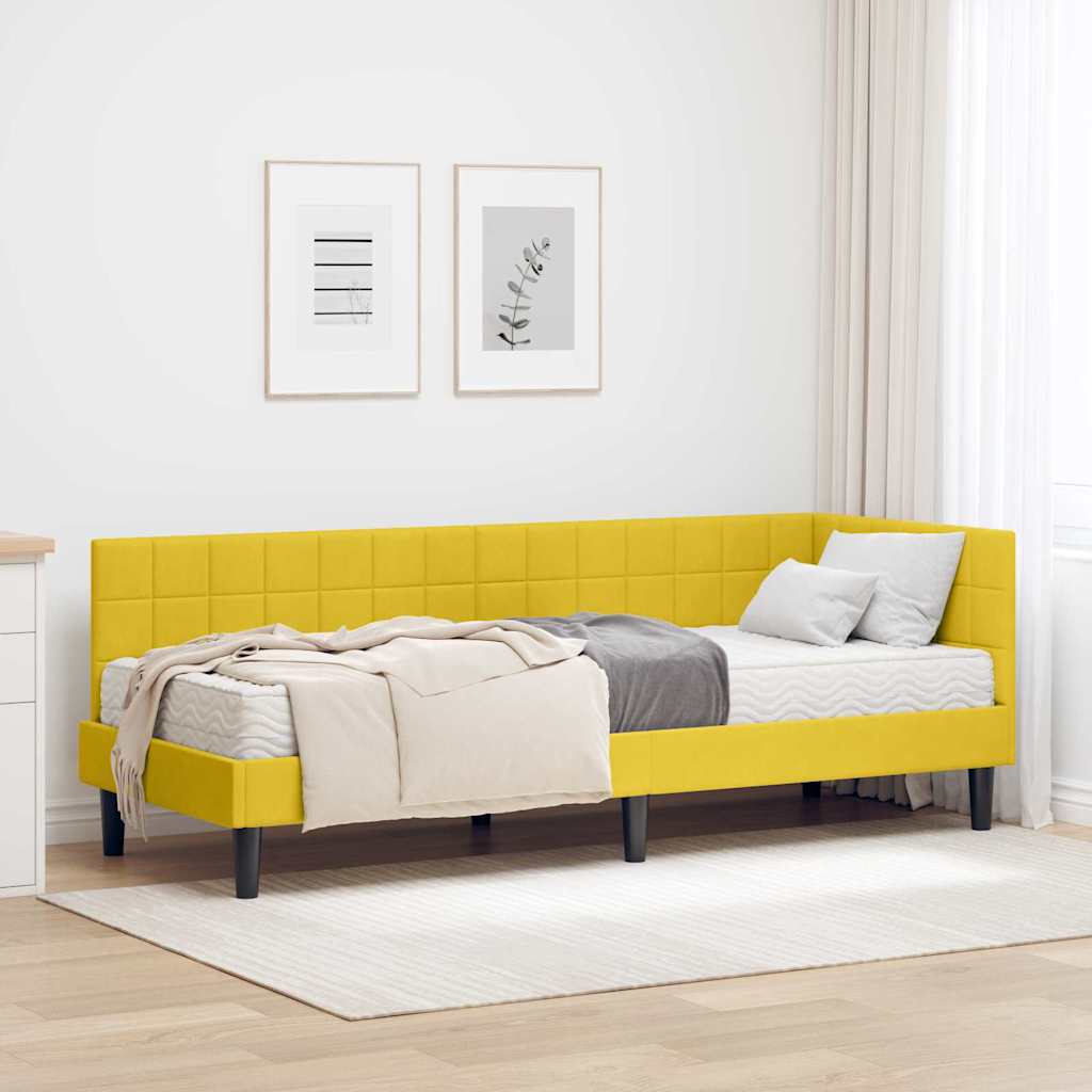 Corner Bed Frame with Mattress 2 pcs Blue Velvet