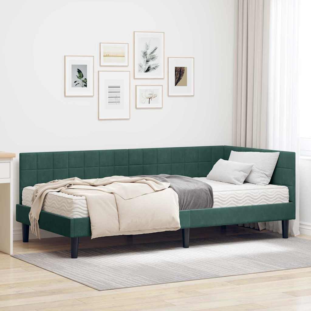 Corner Bed Frame with Mattress 2 pcs Blue Velvet