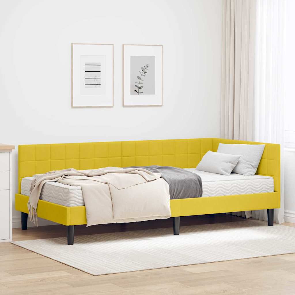 Corner Bed Frame with Mattress 2 pcs Blue Velvet