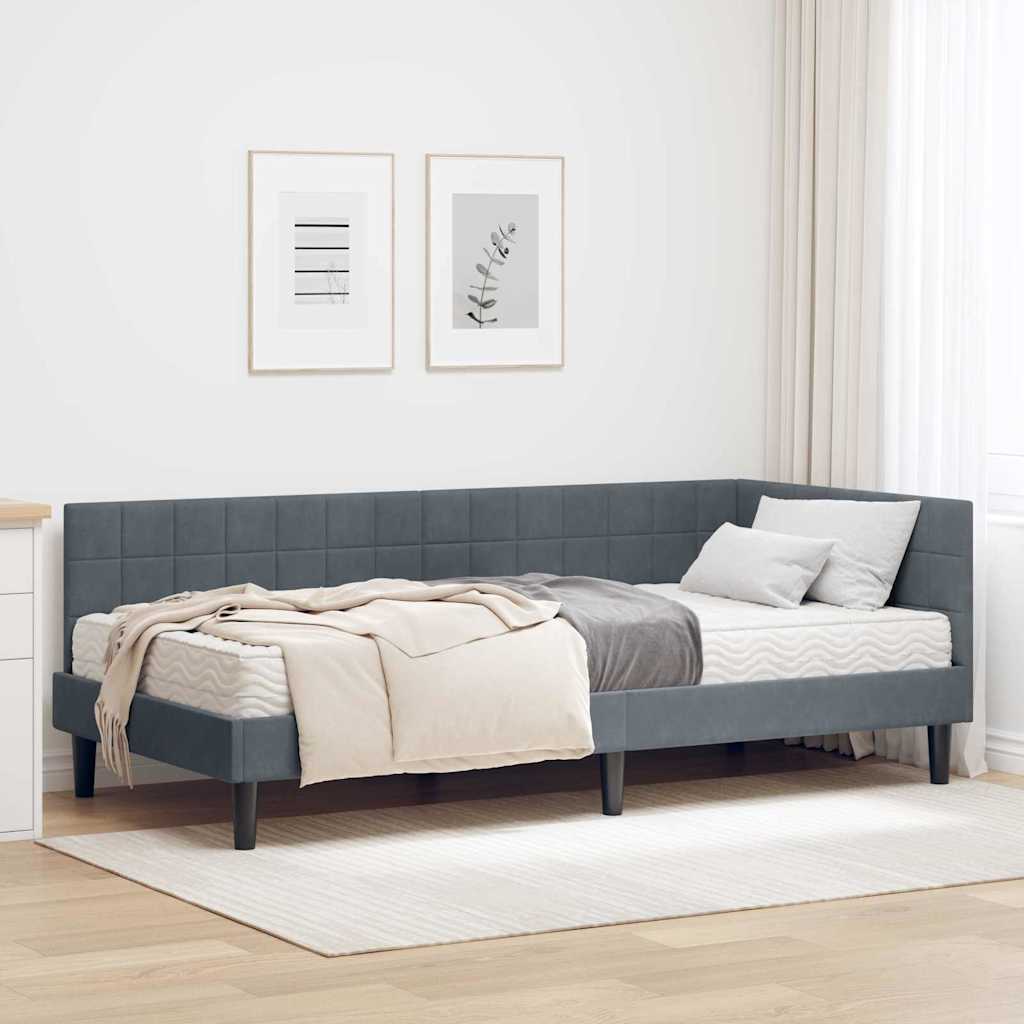 Corner Bed Frame with Mattress 2 pcs Blue Velvet