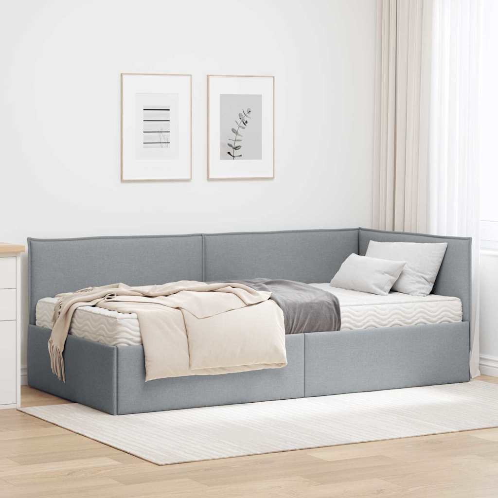 Estructura de Cama Esquina con Colchón 2 pcs Azul Terciopelo