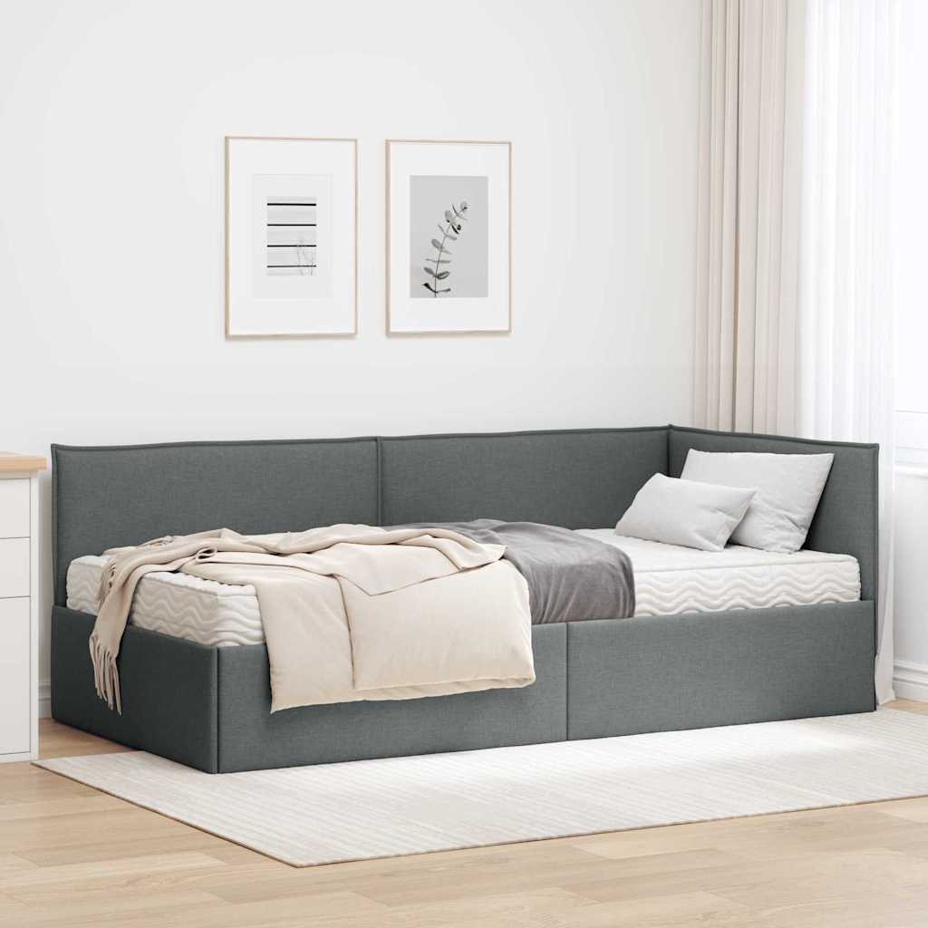 Estructura de Cama Esquina con Colchón 2 pcs Azul Terciopelo