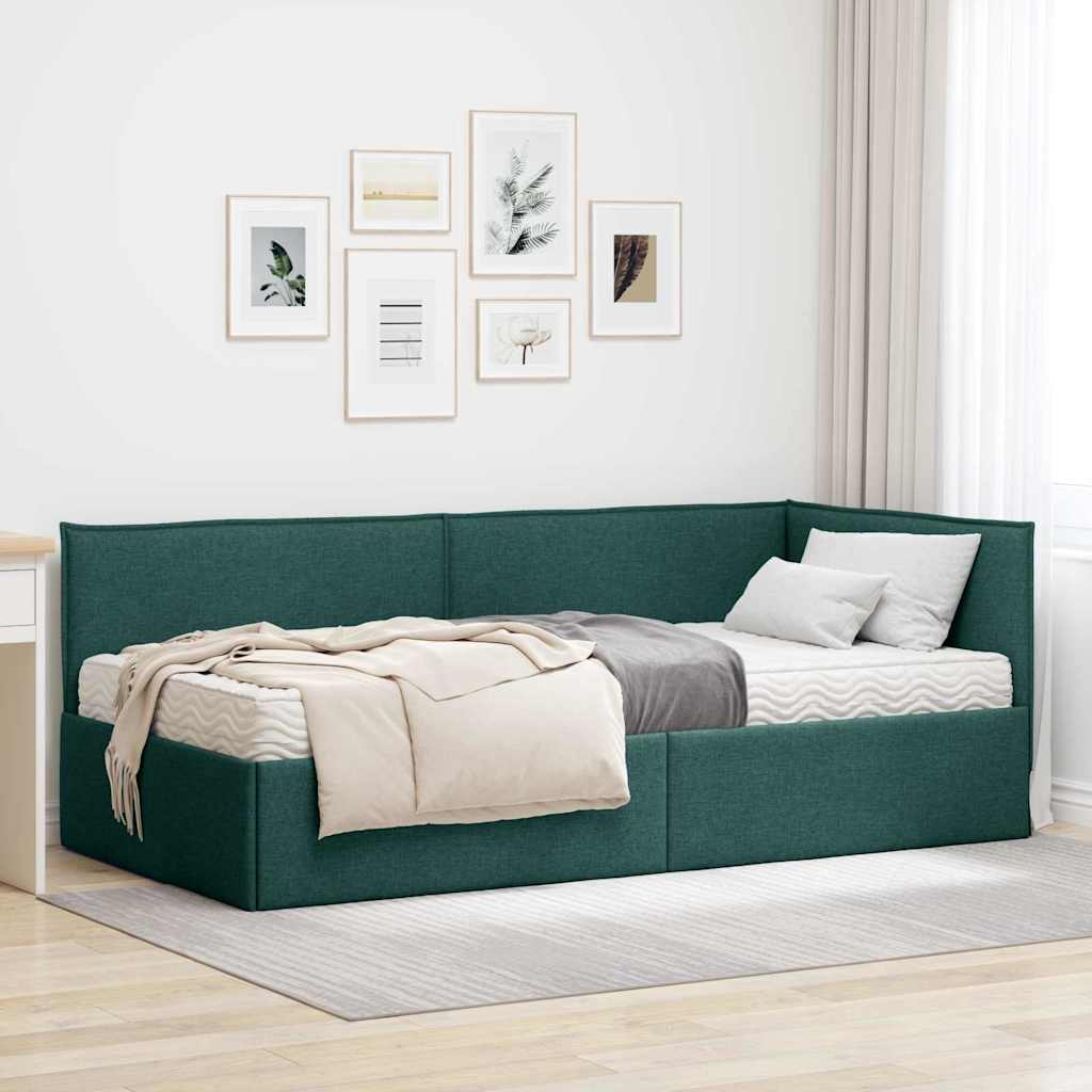 Estructura de Cama Esquina con Colchón 2 pcs Azul Terciopelo