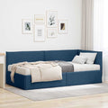 Estructura de Cama Esquina con Colchón 2 pcs Azul Terciopelo