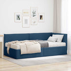 Estructura de Cama Esquina con Colchón 2 pcs Azul Terciopelo