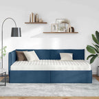 Estructura de Cama Esquina con Colchón 2 pcs Azul Terciopelo