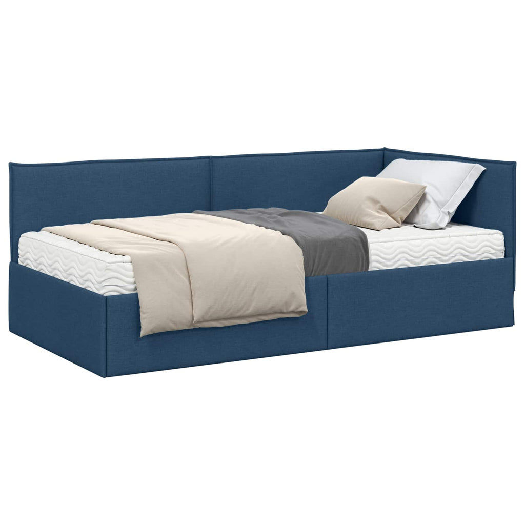 Estructura de Cama Esquina con Colchón 2 pcs Azul Terciopelo