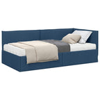 Estructura de Cama Esquina con Colchón 2 pcs Azul Terciopelo