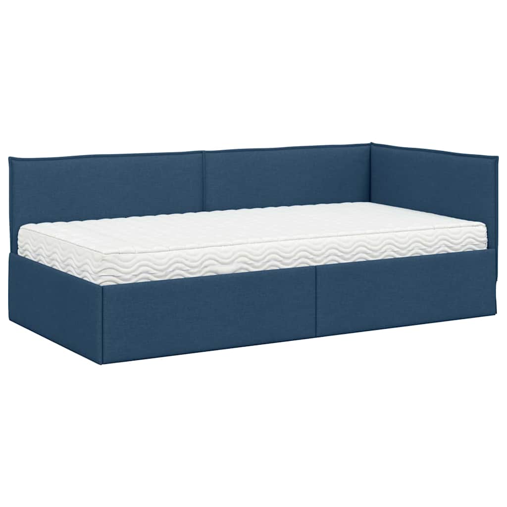 Estructura de Cama Esquina con Colchón 2 pcs Azul Terciopelo