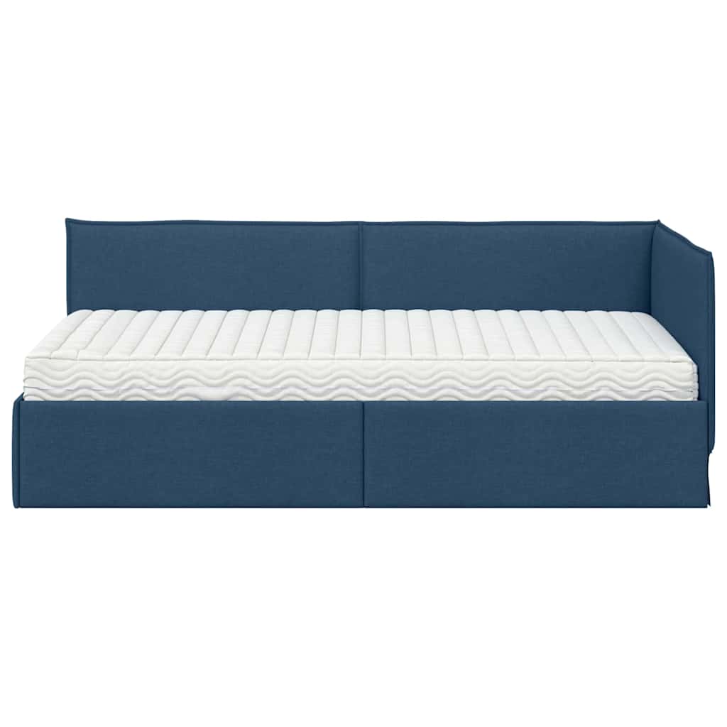 Estructura de Cama Esquina con Colchón 2 pcs Azul Terciopelo