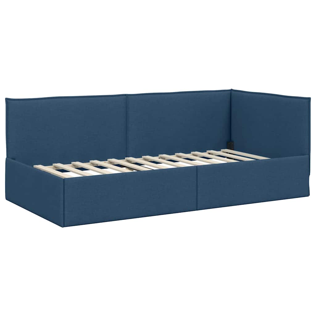 Estructura de Cama Esquina con Colchón 2 pcs Azul Terciopelo
