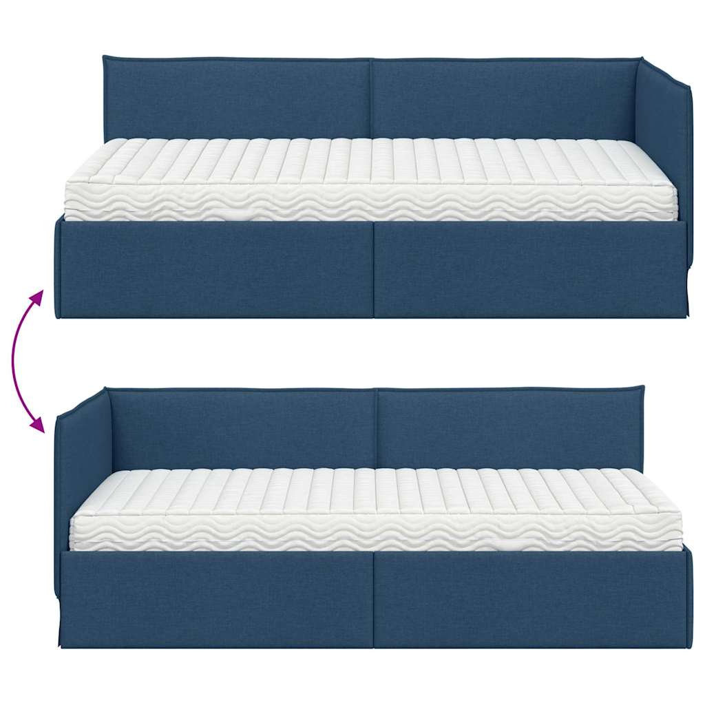 Estructura de Cama Esquina con Colchón 2 pcs Azul Terciopelo
