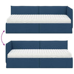 Estructura de Cama Esquina con Colchón 2 pcs Azul Terciopelo