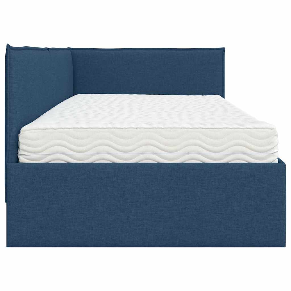 Estructura de Cama Esquina con Colchón 2 pcs Azul Terciopelo