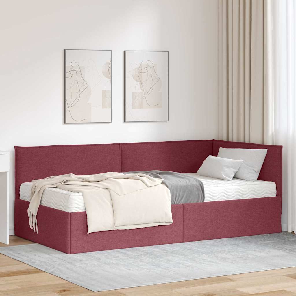 Estructura de Cama Esquina con Colchón 2 pcs Azul Terciopelo