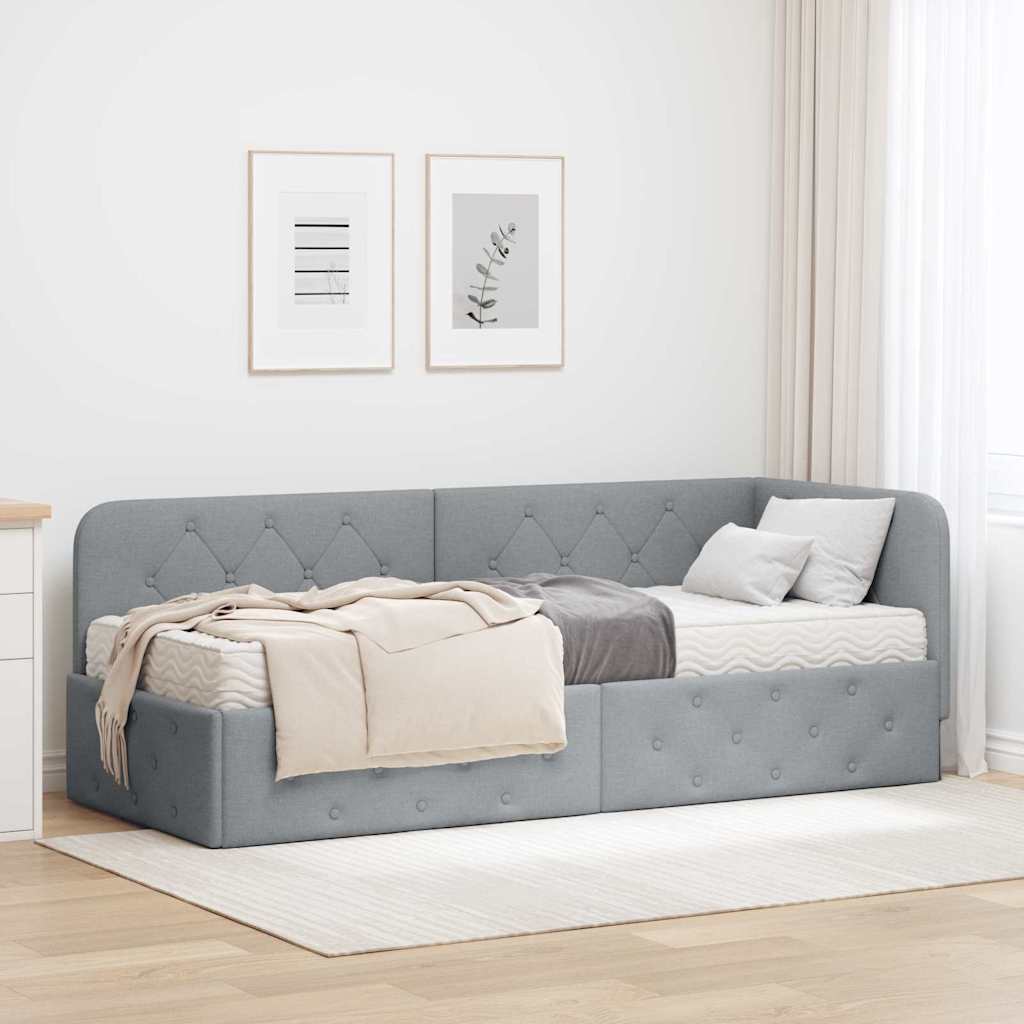 Corner bed frame Blue 100 x 200 cm fabric