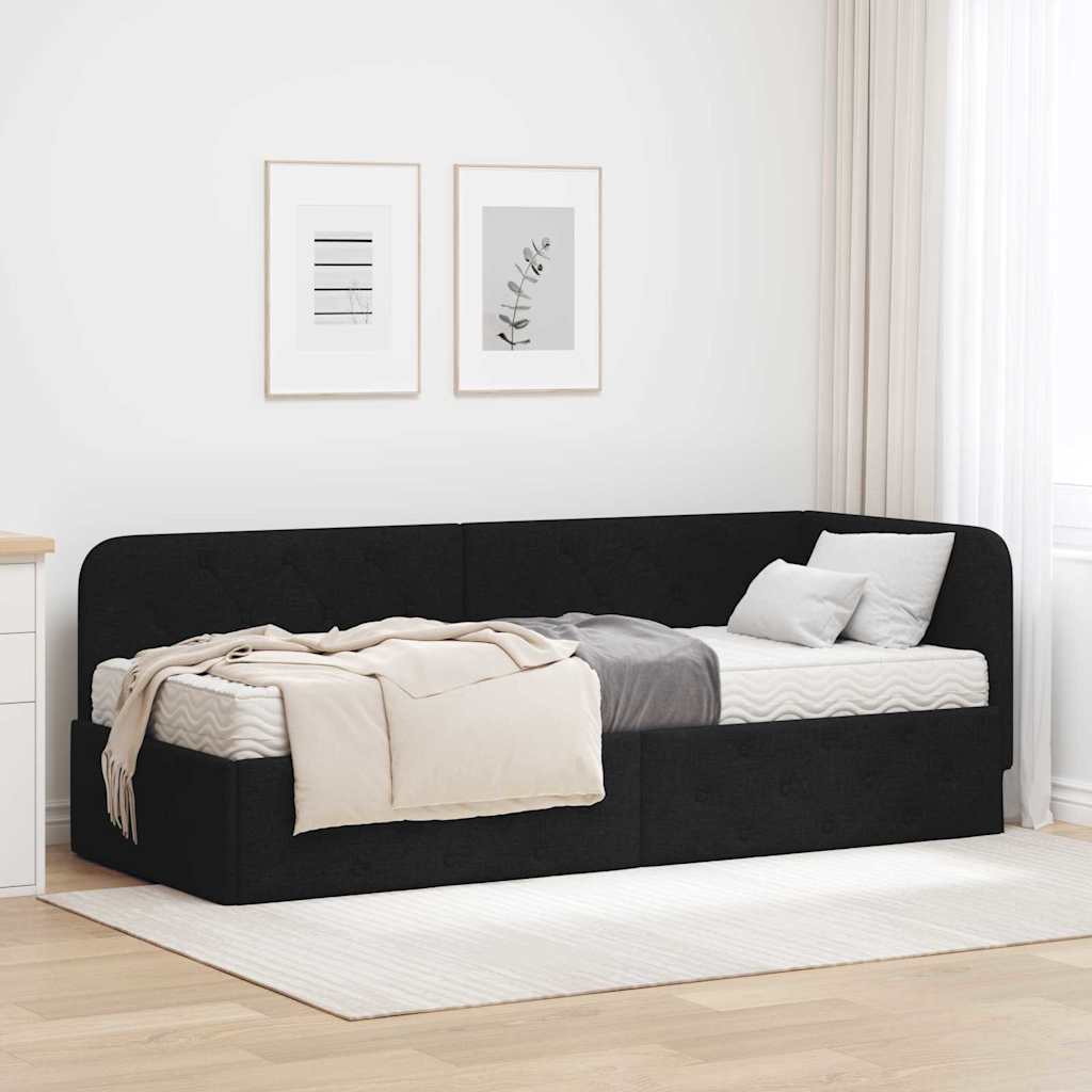 Corner bed frame Blue 100 x 200 cm fabric