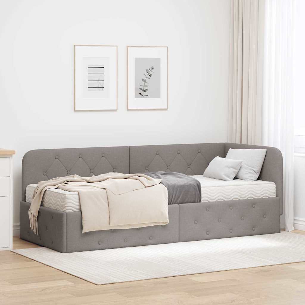 Corner bed frame Blue 100 x 200 cm fabric