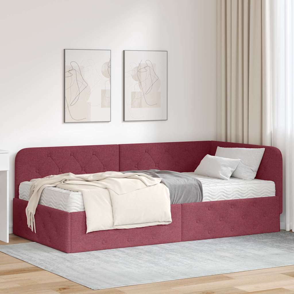 Corner bed frame Blue 100 x 200 cm fabric