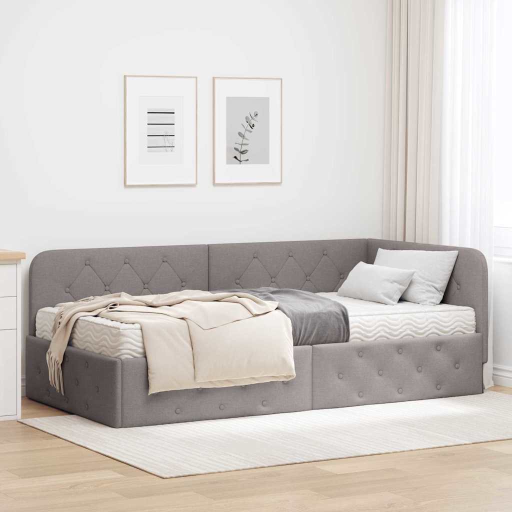 Corner bed frame Blue 100 x 200 cm fabric