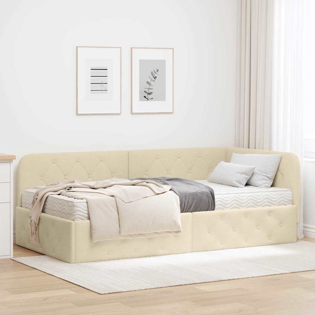 Corner bed frame Blue 100 x 200 cm fabric