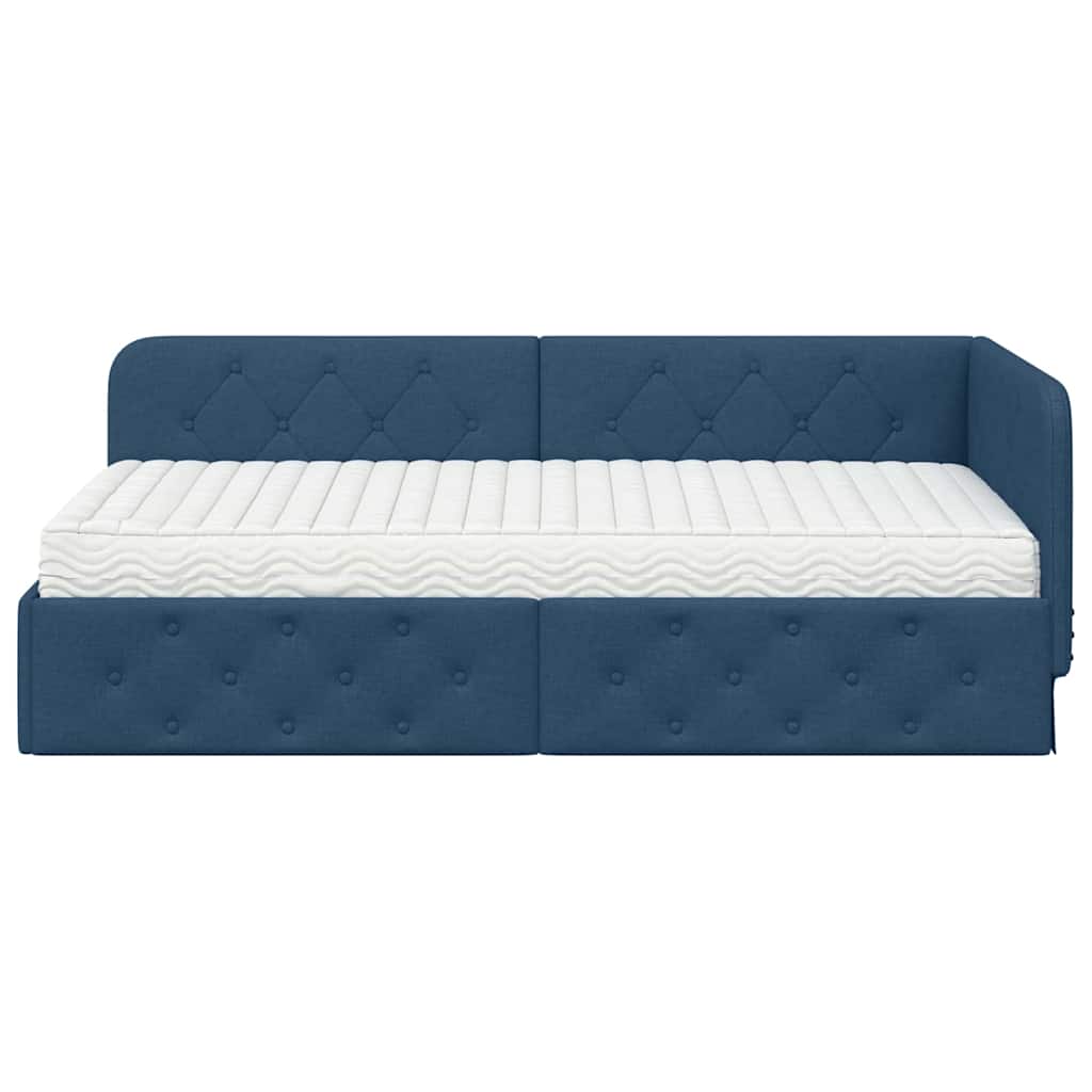 Estructura de cama en esquina Azul 100 x 200 cm tela
