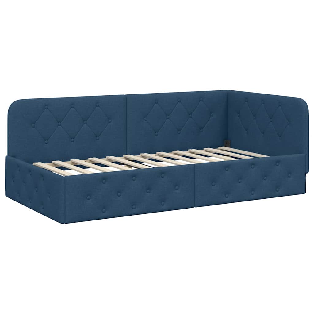 Estructura de cama en esquina Azul 100 x 200 cm tela